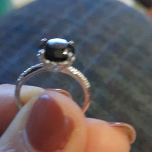 Precious Black Onyx & Stimulated Diamonds Sterling